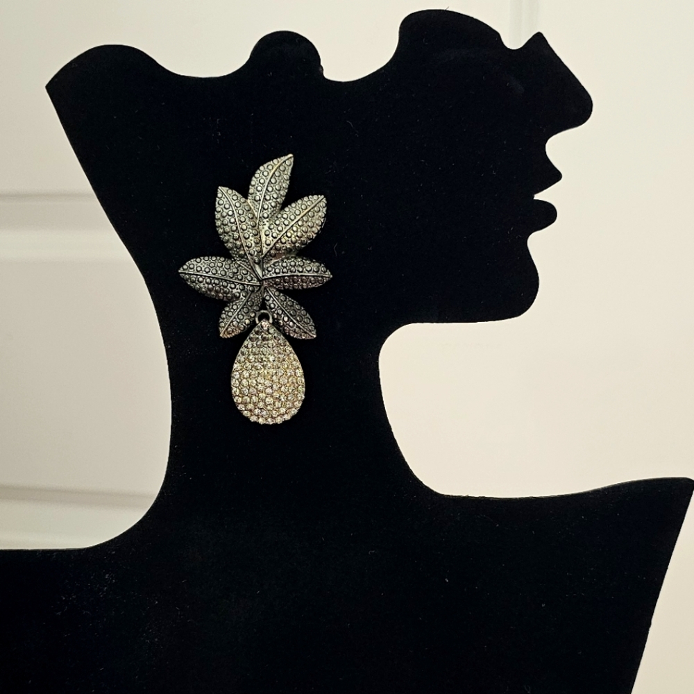 Black Grey Fashion Statement Earrings - NWT